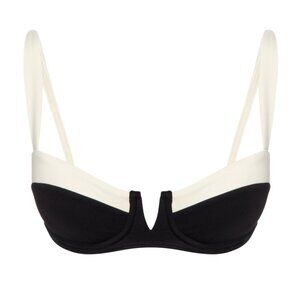 Monday Swimwear Clovelly Top - Black/Ivory Cream Monochrome Bikini Top - Medium